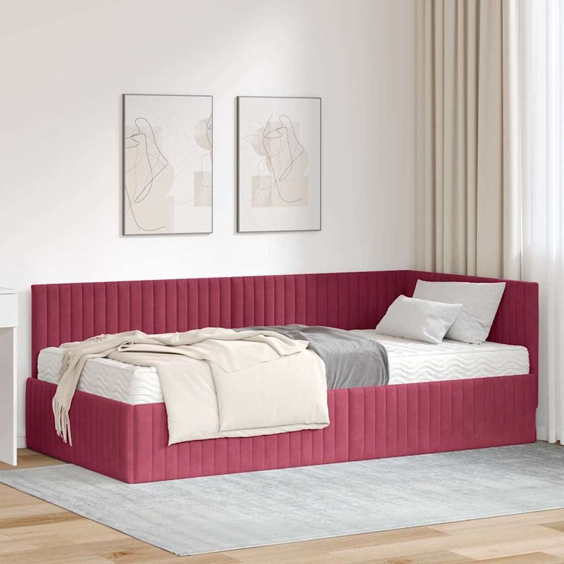 Rama Łóżka Narożnego z Materacem 2 pcs Zielony Aksamit vidaXL