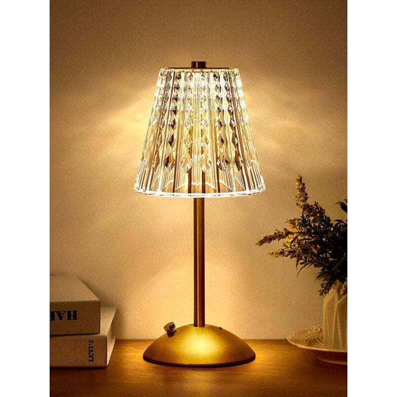 Lampka nocna LED, lampa kryształowa z 3 kolorami, dotykowa, ściemnialna, do sypialni, salonu, restauracji, baru