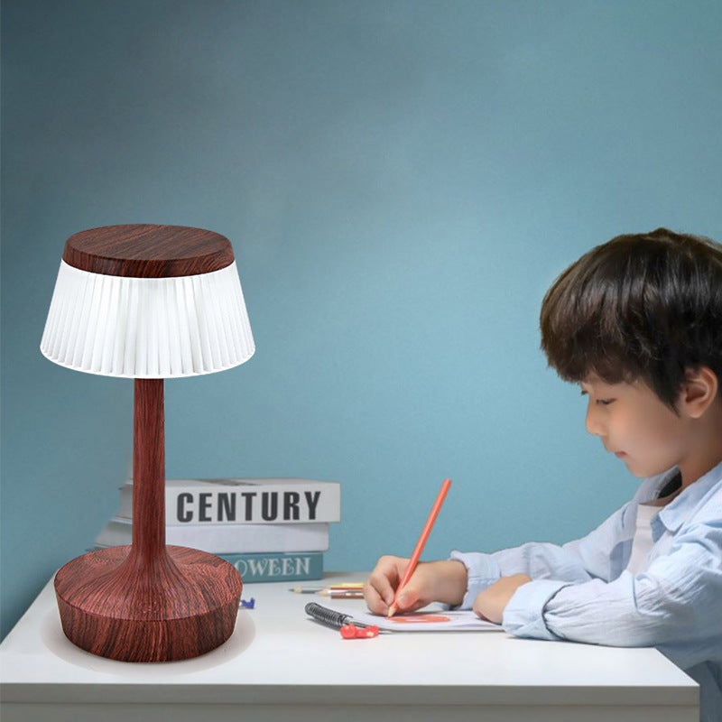 Trójkolorowa, ładowalna lampa biurkowa, nastrojowa lampka LED nocna do sypialni, ciemnobrązowa, 12 x 23 cm