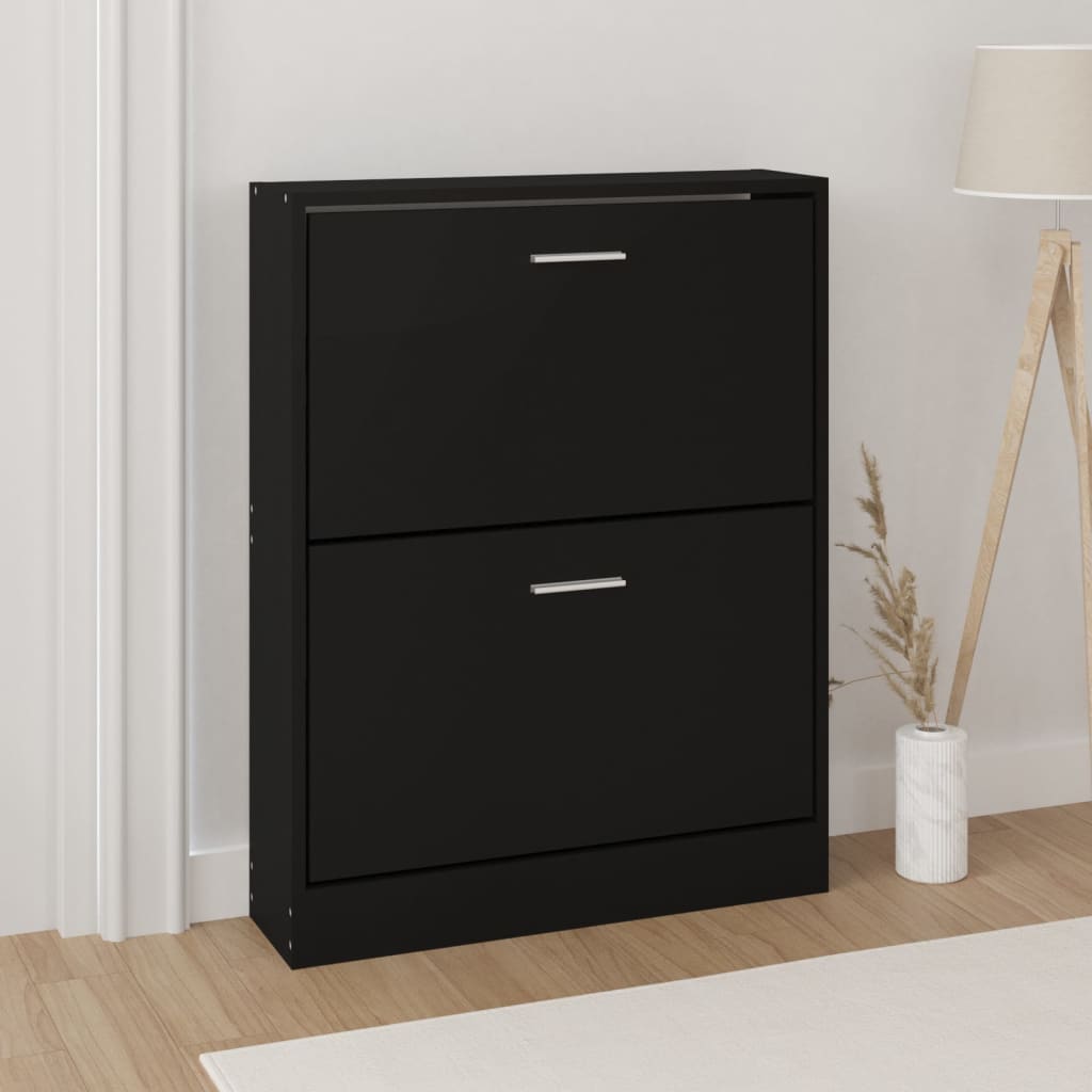 vidaXL Szafka na buty, czarna, 59x17x81 cm, materiał drewnopochodny