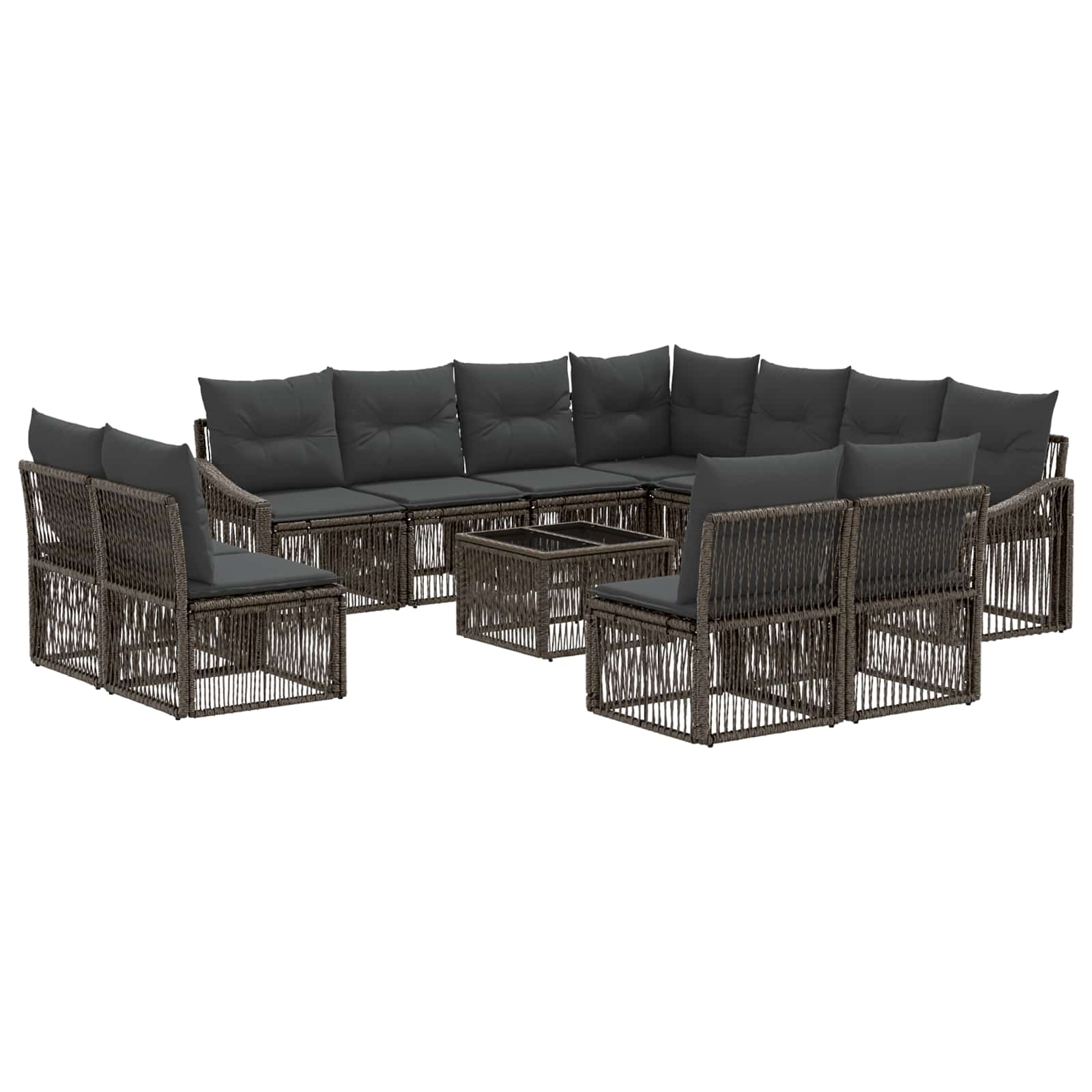 Zestaw Sof na Ogród 12 pcs Szary polirattan vidaXL