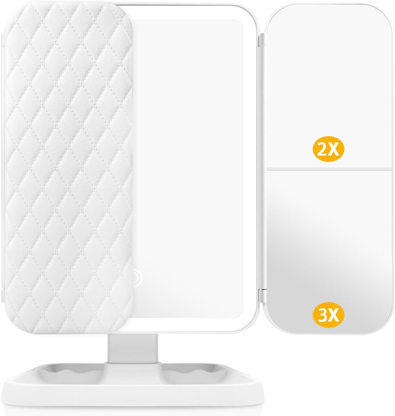Lusterko do makijażu, lusterko kosmetyczne potrójne 1x/2x/3x z 52 diodami LED, lusterko kosmetyczne LED, regulowane
