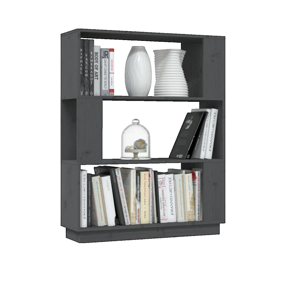 Biblioteczka vidaxl Szara Drewno sosnowe 80x25x101 cm