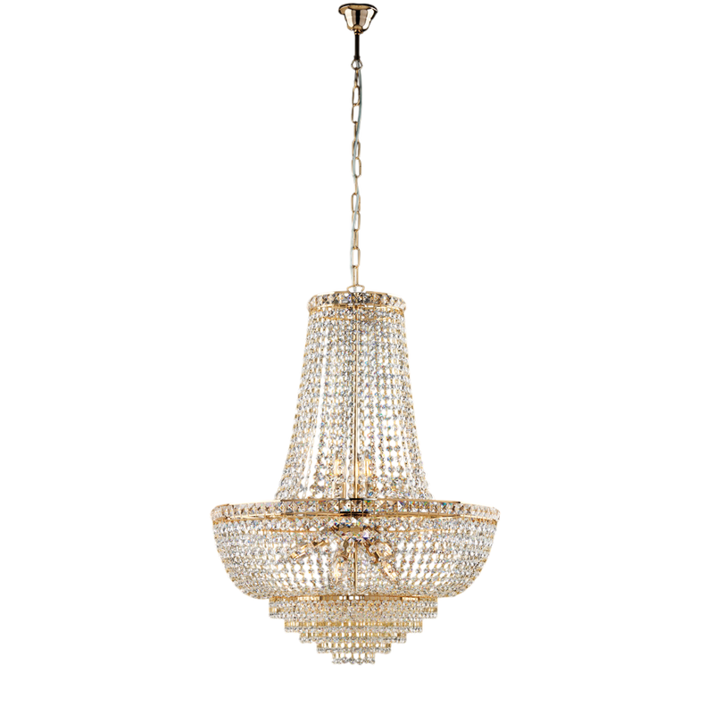 Lampadario in ferro e ottone dorato con strass 11 luci H.82 - MAX 142 - Ø62