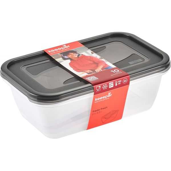 Zestaw 2 pojemników na żywność Keeeper Fredo Fresh 3,3L crystal grey