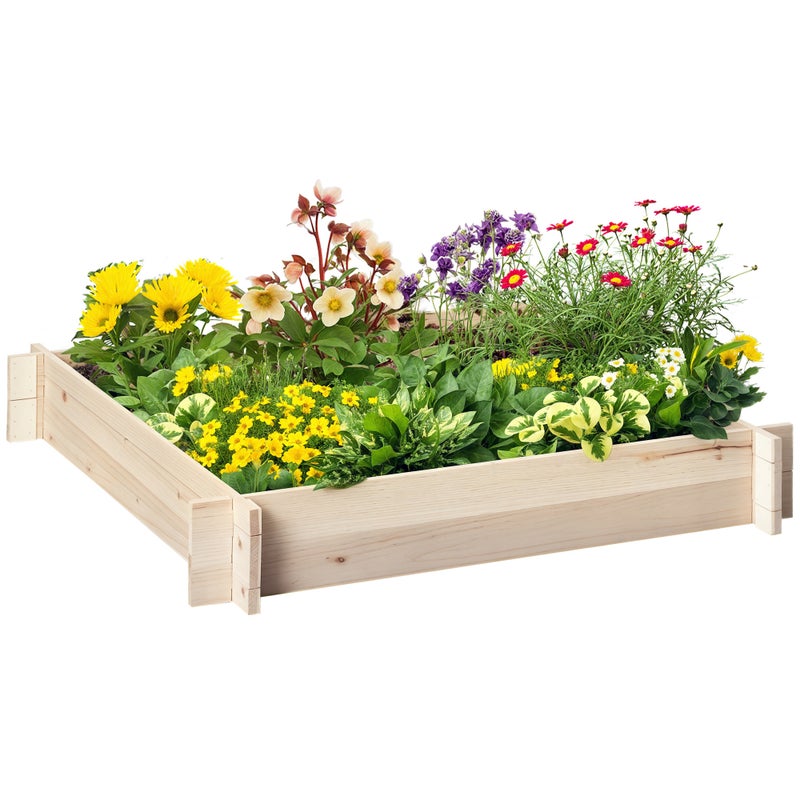 Urban Ogród Arriate z Kwadratowy Drewniany Ogród Donica Flowerpot do Cultivation Rośliny Kwiaty Herbs Taras 100x100x16 cm Naturalny