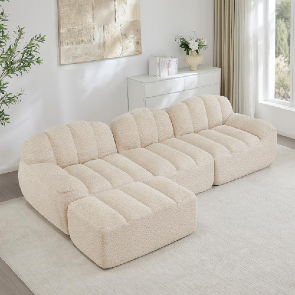 Modułowa sofa 3-osobowa w stylu muszli, głębokie poduszki, do salonu i mieszkania, nie wymaga montażu