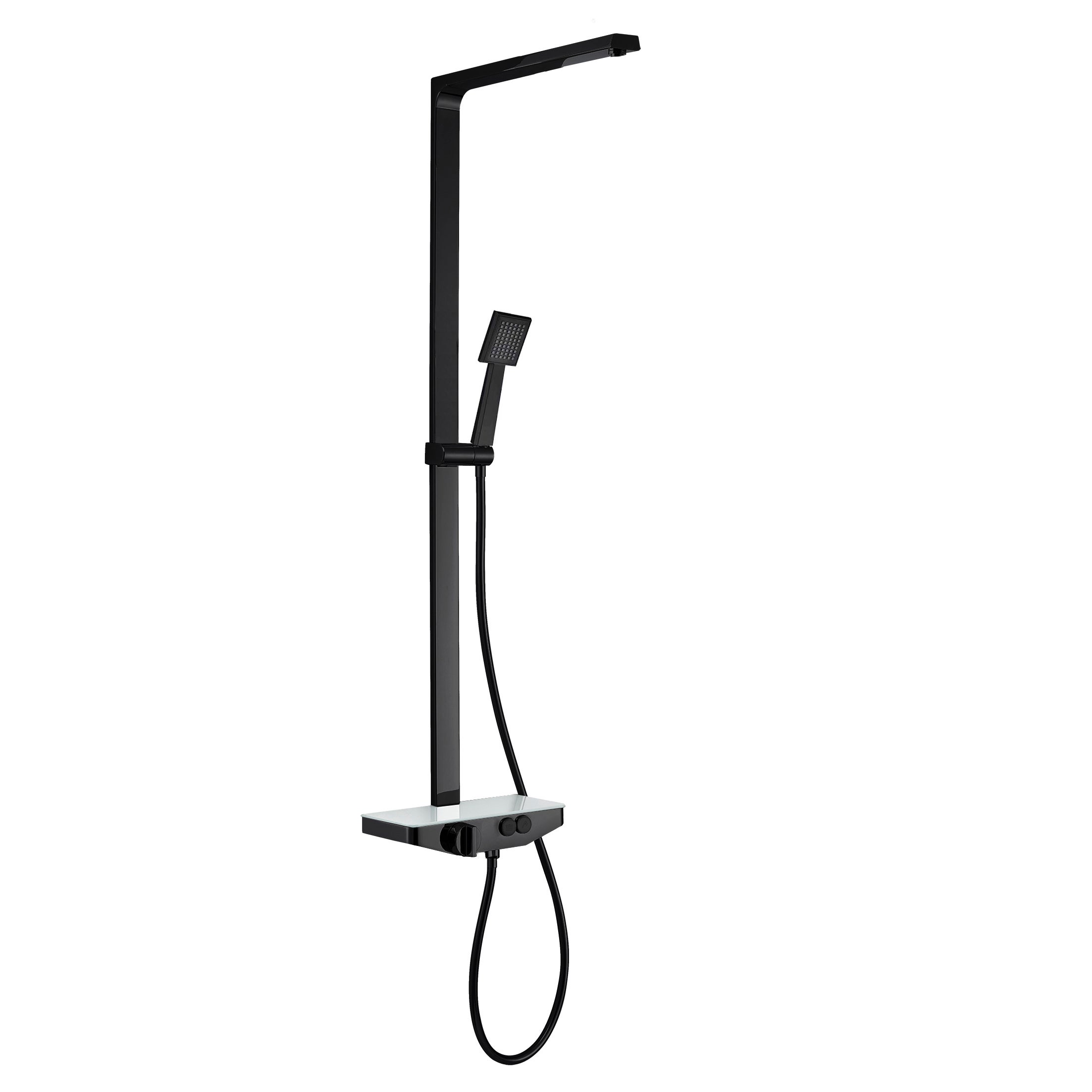 Bernstein Zestaw prysznicowy NT7385 z półką - deszczownica 30x30 cm - czarny mat