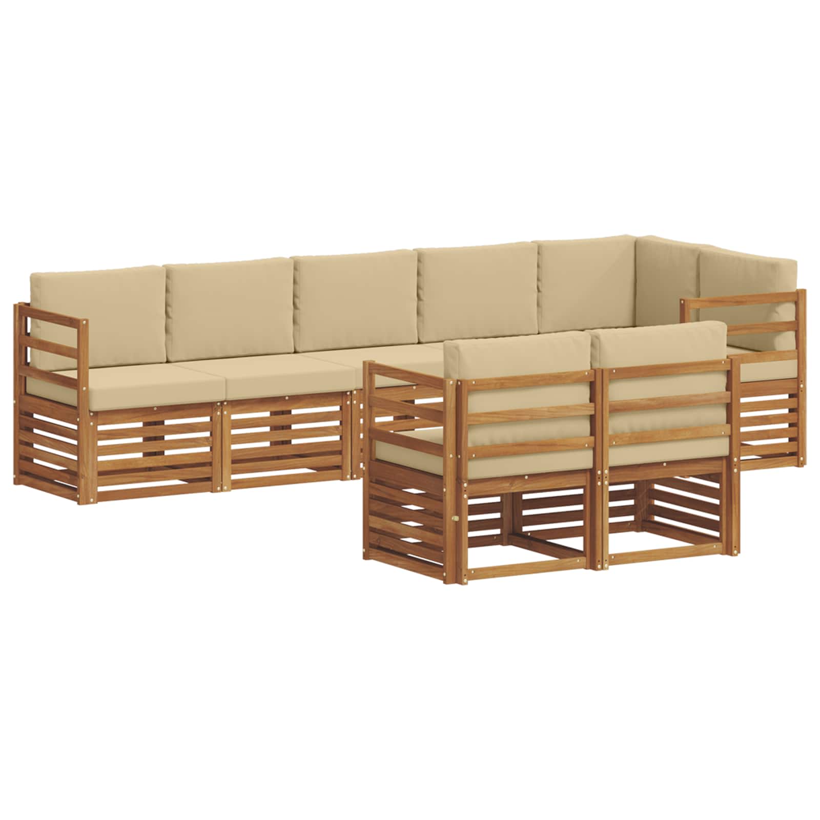 Zestawy sof 8 pcs Naturalny i Beżowy Lite Drewno Akacji