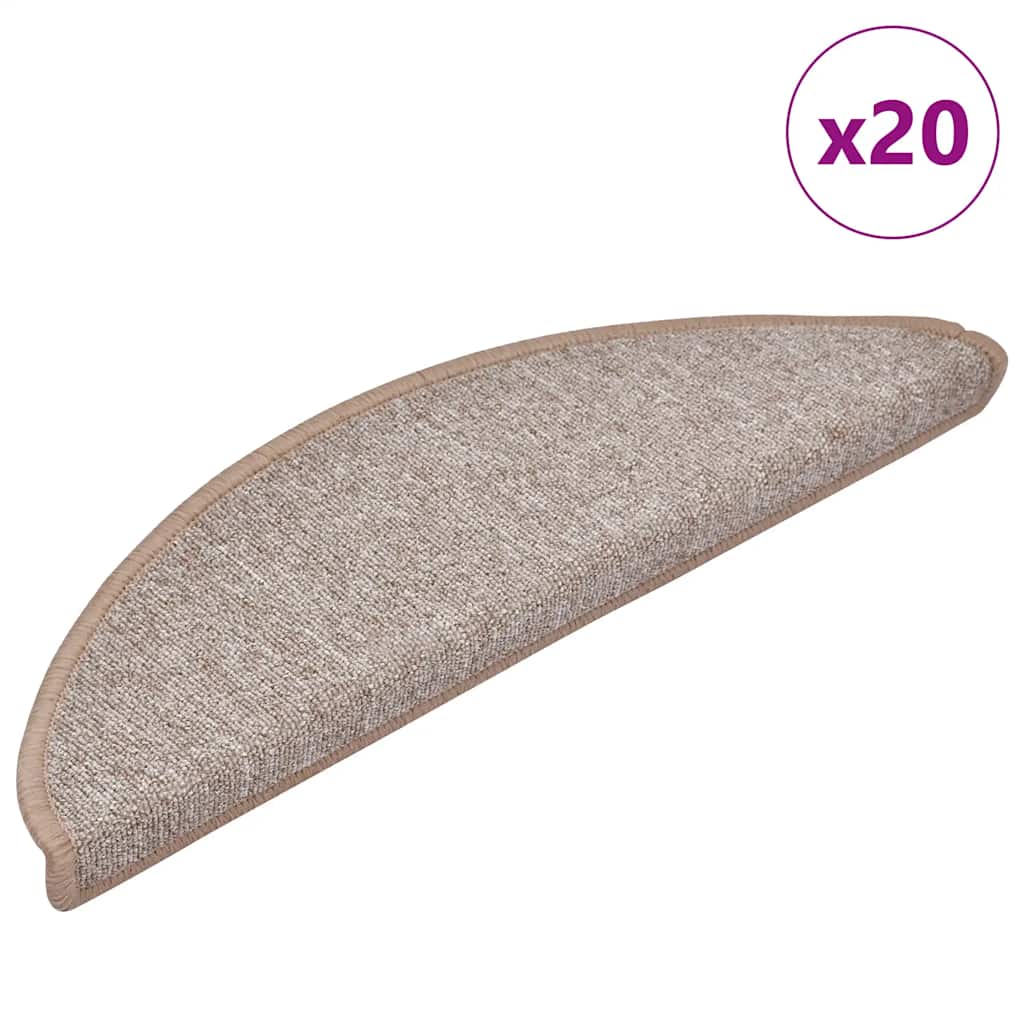 Maty na schody 20 szt. 56x17x3 cm Jasnobrązowe półokrągłe vidaXL