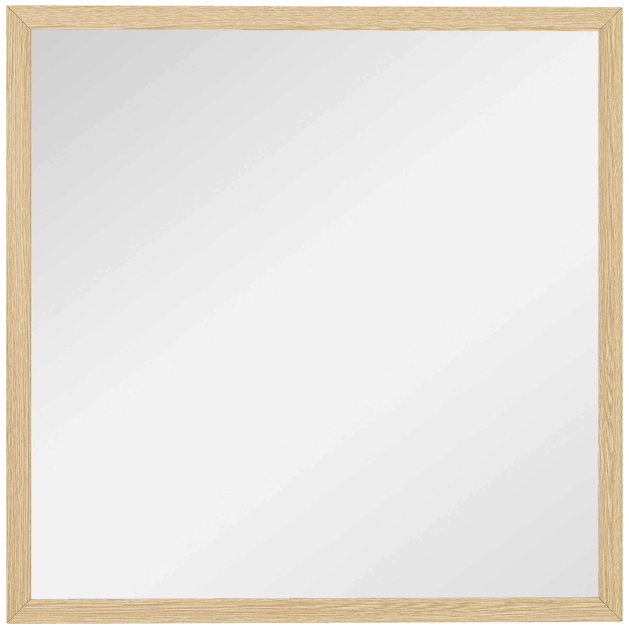 Lustro ścienne kwadratowe 50 x 50 cm, rama z naturalnego drewna, idealne do łazienki, salonu lub sypialni