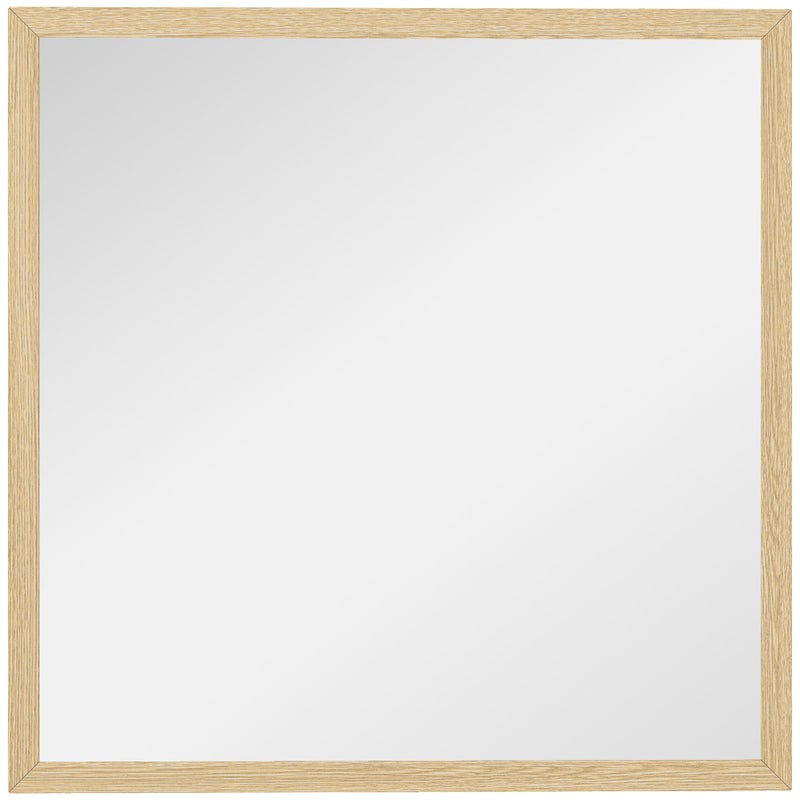 Lustro ścienne kwadratowe 50 x 50 cm, rama z naturalnego drewna, idealne do łazienki, salonu lub sypialni