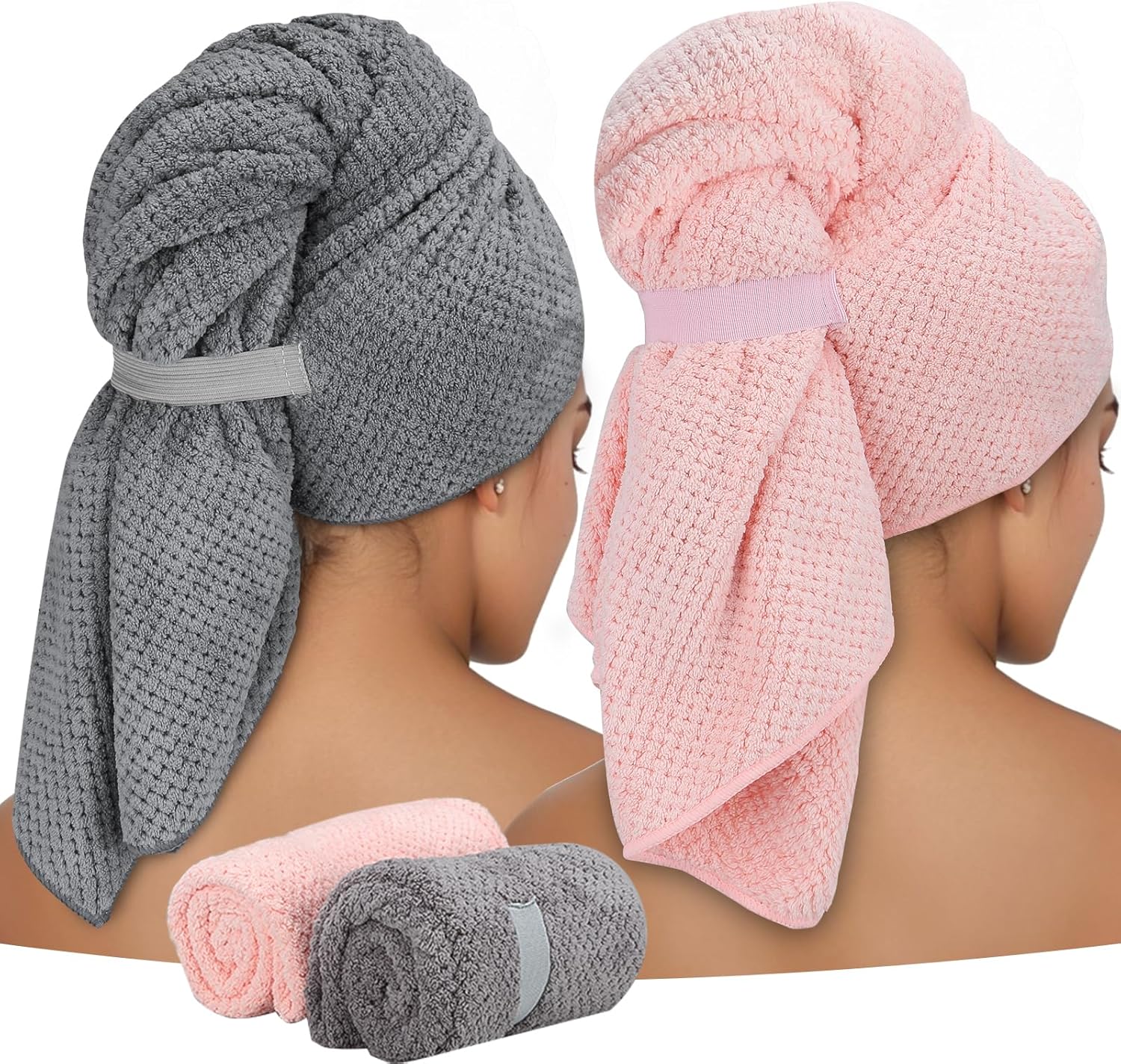 2-częściowe ręczniki z mikrofibry do długich włosów, szybkoschnące, 100 x 60 cm, superchłonny turban