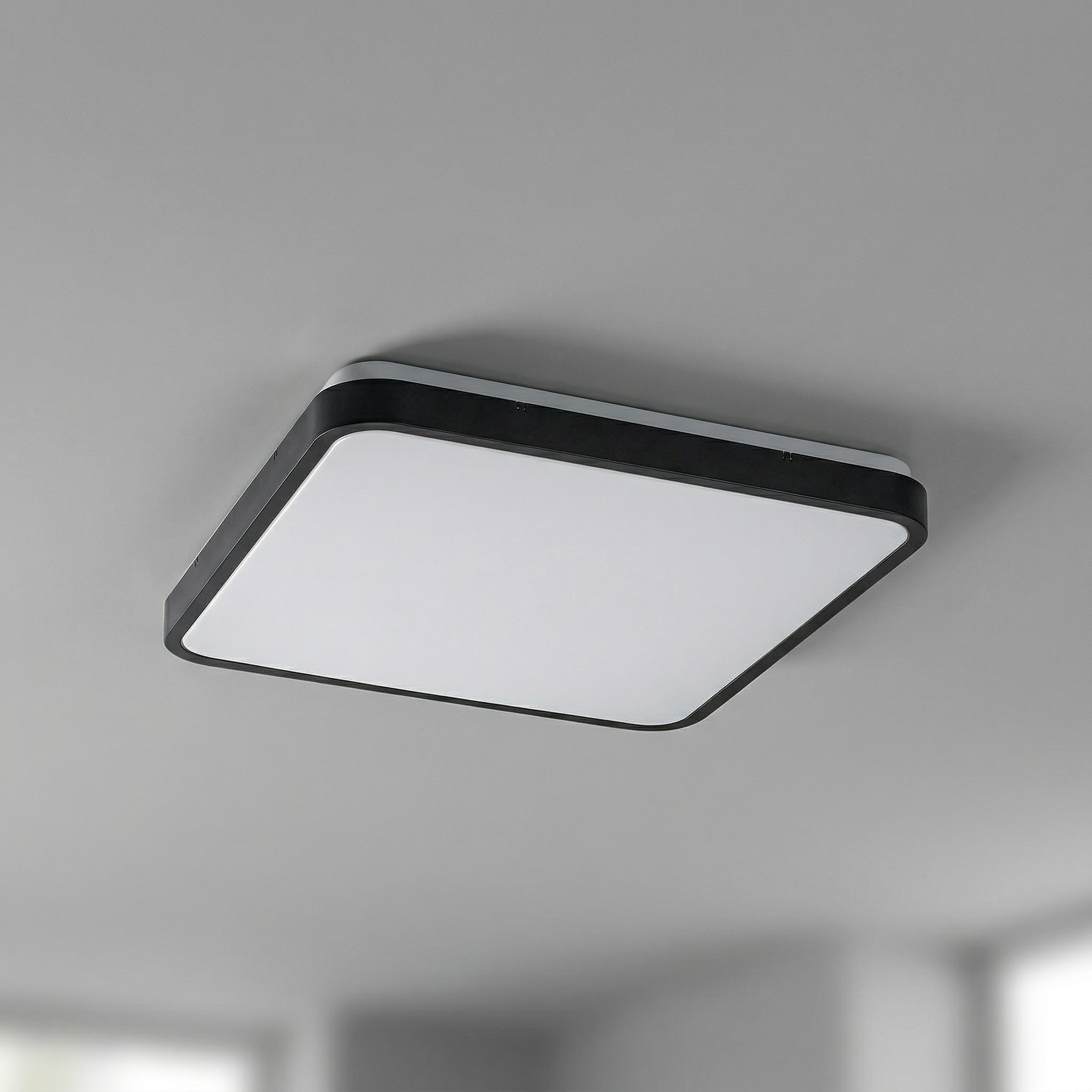 Plafon Alenzo kwadratowy czarno-biały LED 36W 3000/4000/6000K 2270lm wym: 6,5 x 42 cm IP44 tworzywo sztuczne Rabalux