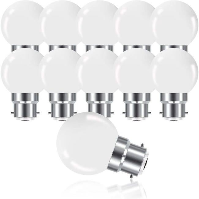 Żarówka bagnetowa LED B22 3 W, żarówka B22 G45 mini piłka golfowa, ciepła biel 3000 K, 280 lm, niewymienna, opakowanie 10 szt.