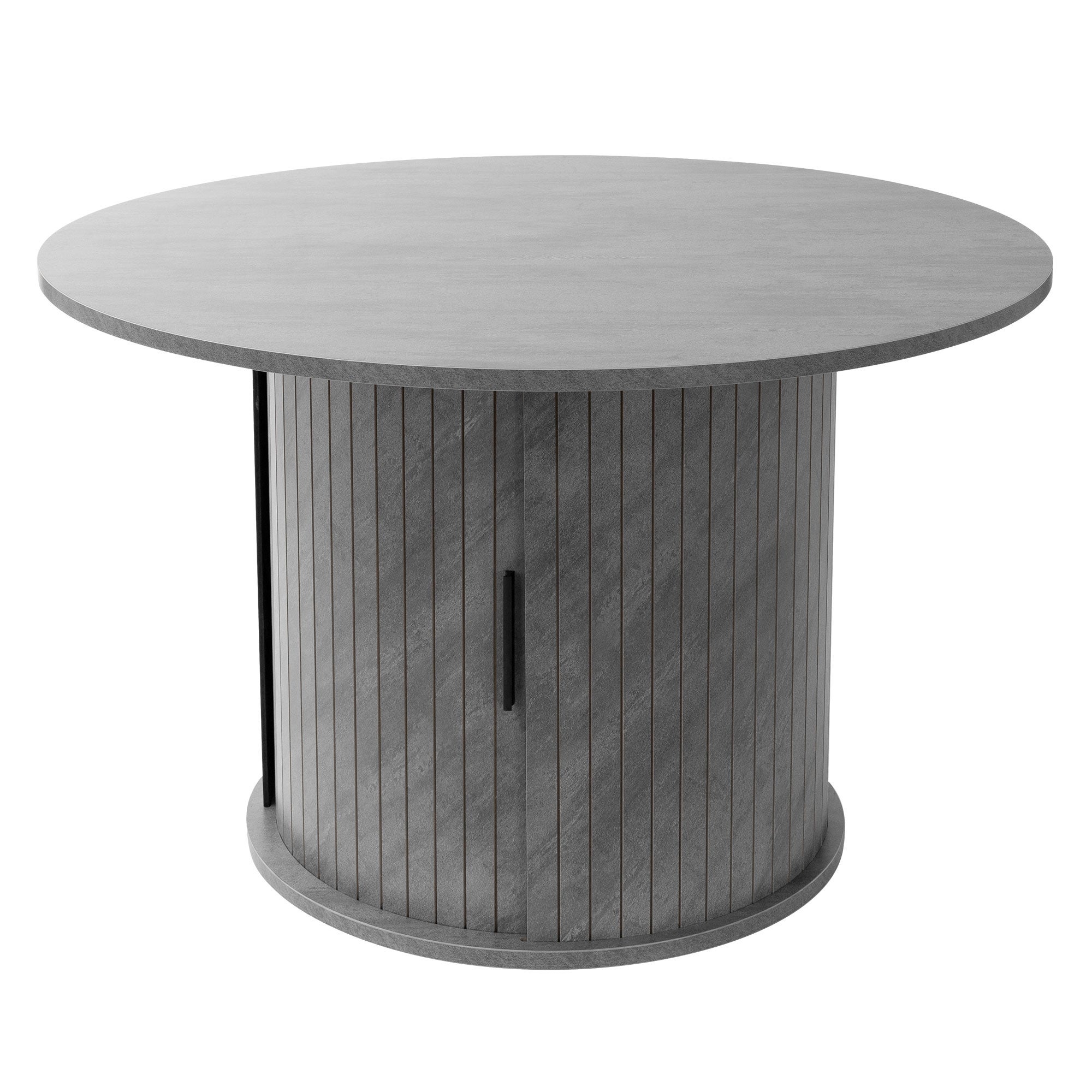 ML-Design okrągły stolik kawowy 80x80x50 cm beton szary z przesuwanymi drzwiczkami pojemny nowoczesny stolik do salonu kawy herbaty serwowanie