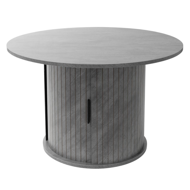 ML-Design okrągły stolik kawowy 80x80x50 cm beton szary z przesuwanymi drzwiczkami pojemny nowoczesny stolik do salonu kawy herbaty serwowanie