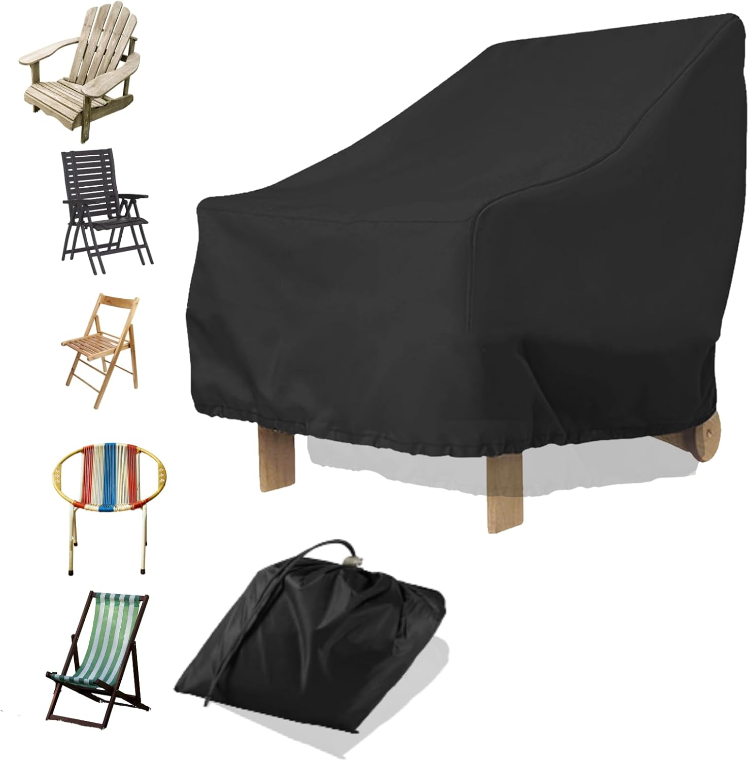 Pokrowiec ochronny na meble ogrodowe - tkanina 210D - 80 x 85 x 91 cm - odporny na rozdarcia z regulowanym ściągaczem (czarny)