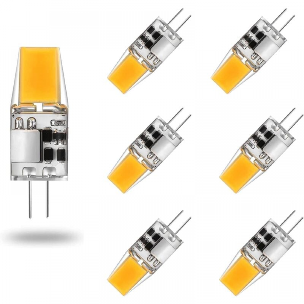 Żarówki LED G4, AC/DC 12V 5W, ciepłe białe światło 3000K, jasność odpowiadająca żarówce halogenowej 50W, bez migotania, opakowanie 6 sztuk.