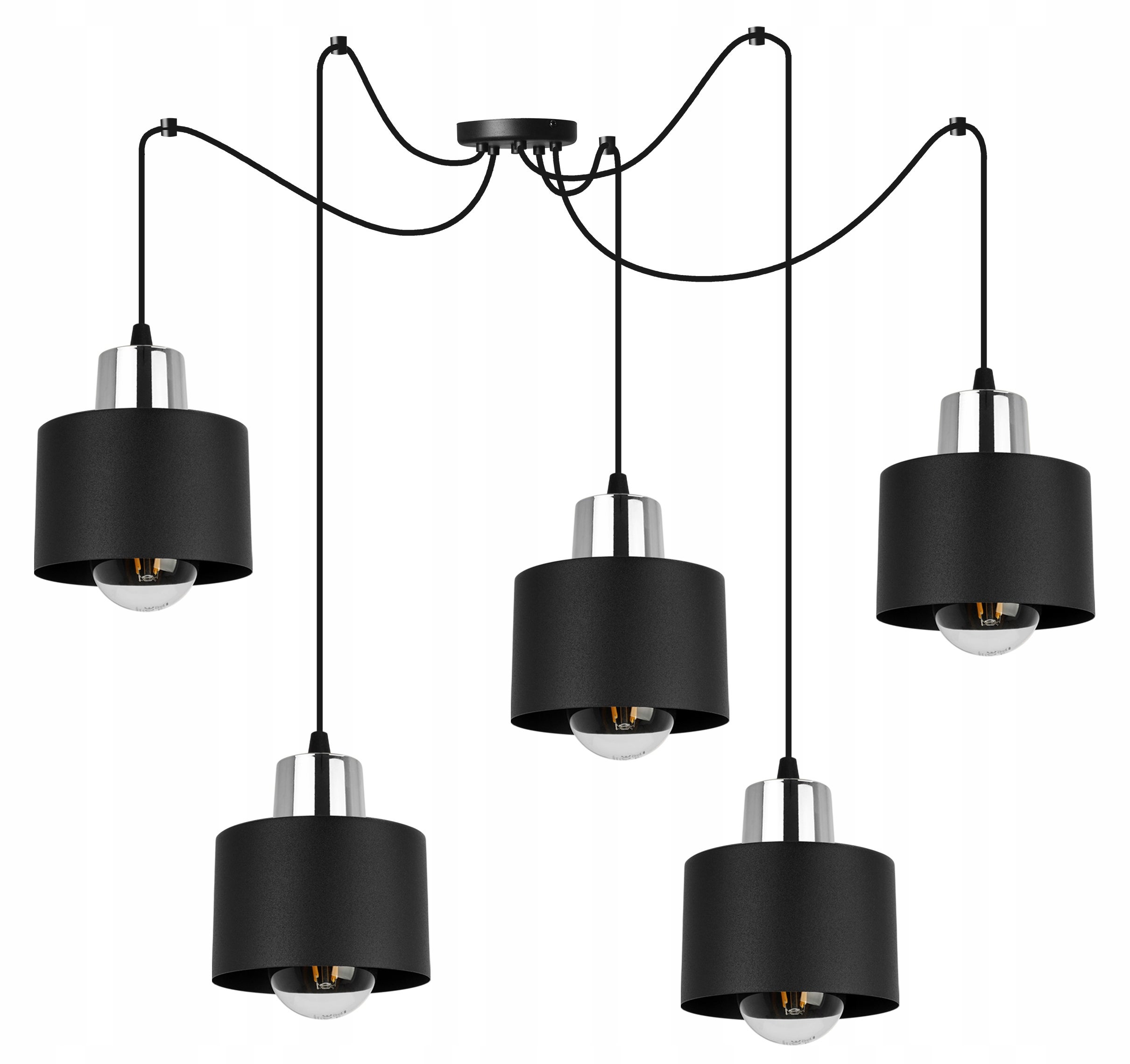 Lampa sufitowe wisząca Light Home LH Spider Panta 5x E27 60W czarny/srebrny