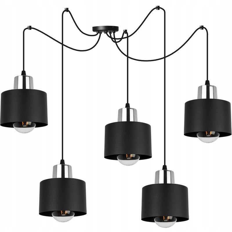 Lampa sufitowe wisząca Light Home LH Spider Panta 5x E27 60W czarny/srebrny