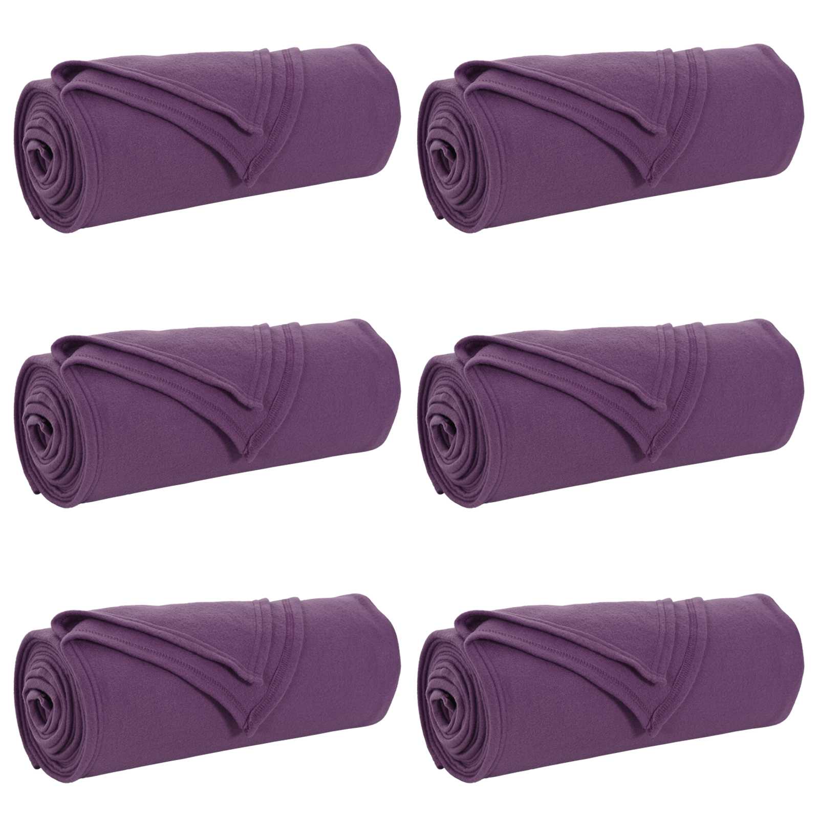 6x Koc Polarowy Narzuta na Łóżko 220x240 cm 140 g/m² Fioletowy