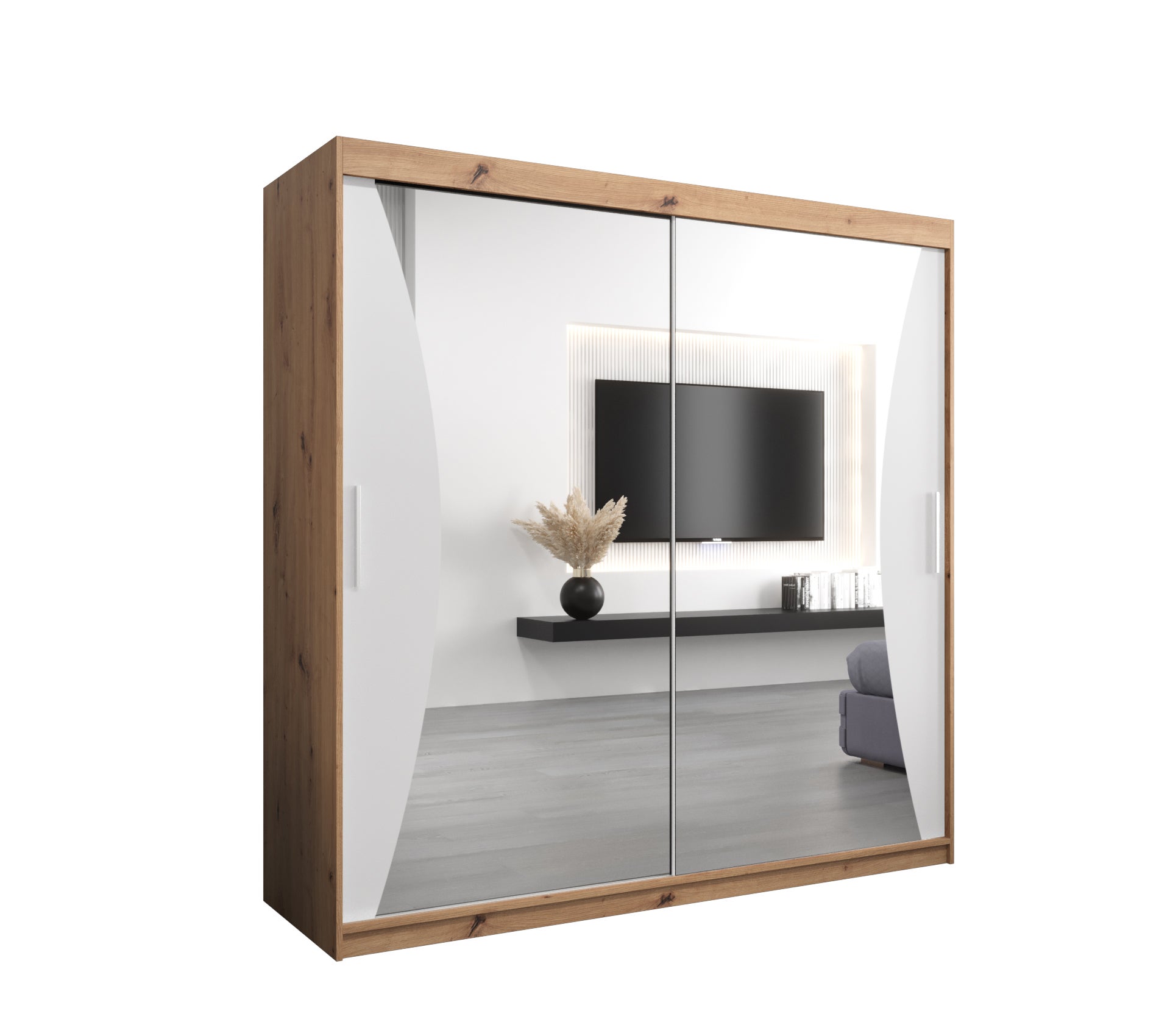Szafa przesuwna garderoba MONACO 200 x 62 x 200 cm Artisan + Biały - Abiks Meble