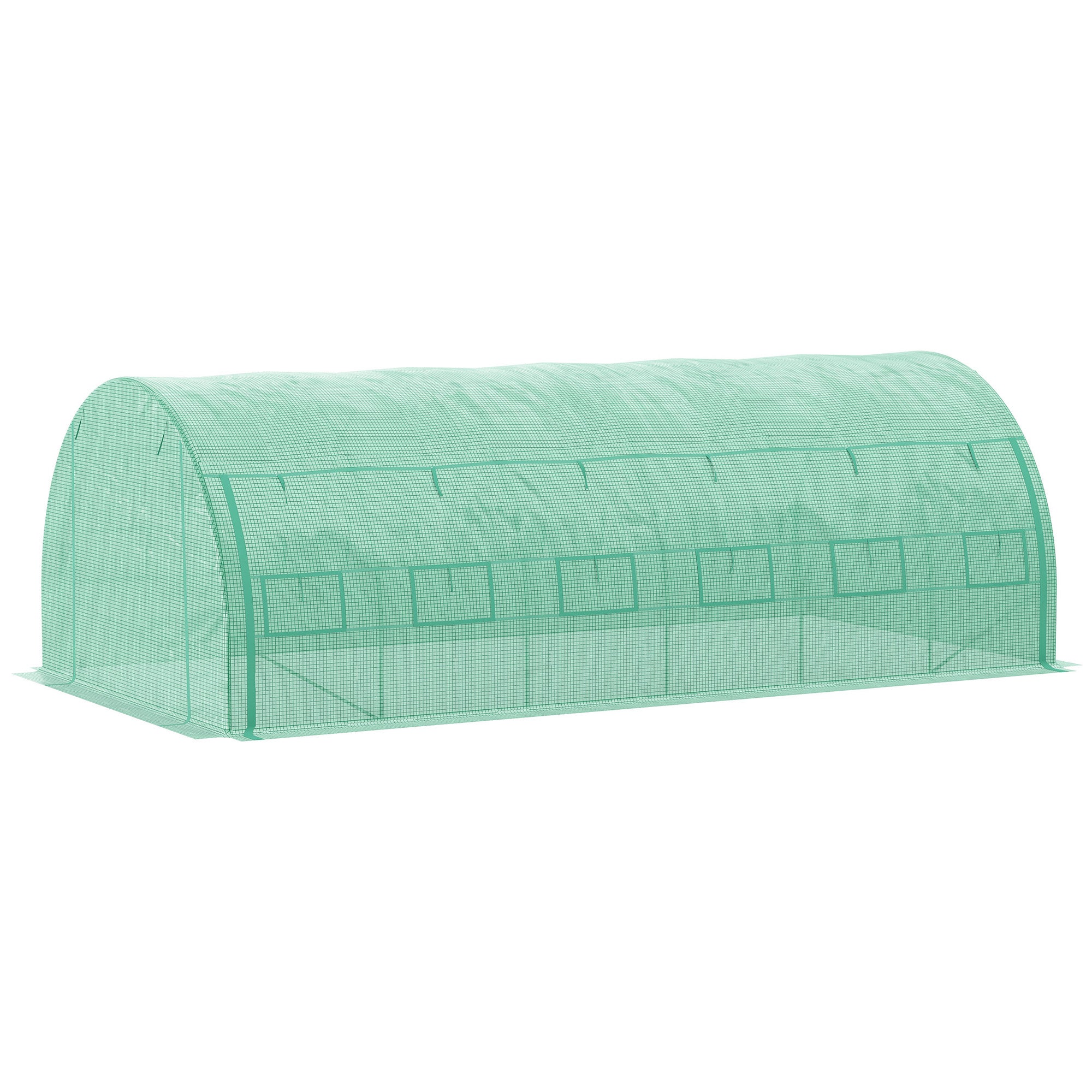 Szklarnia tunelowa 18 m² z drzwiami, zwijanymi panelami bocznymi, 12 okien, stal, PE, 4 x 3 x 2 m, zielona
