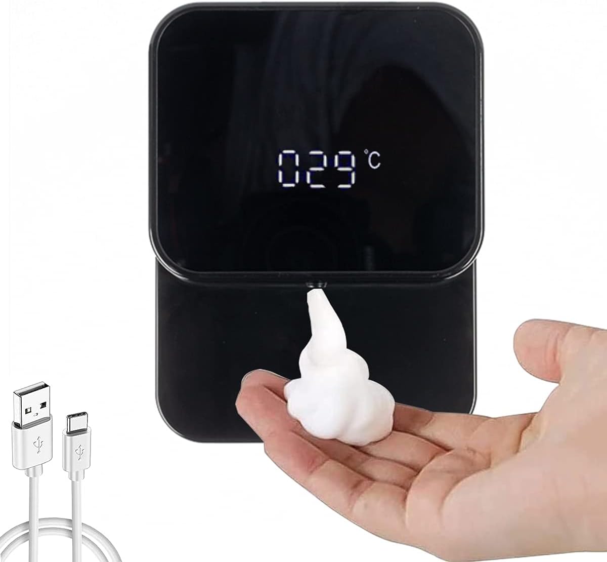 Distributeur de mousse automatique mural - Sans contact avec LED - Pojemność 280 ml - Couleur noir - Wymiary 16x12x6,25 cm