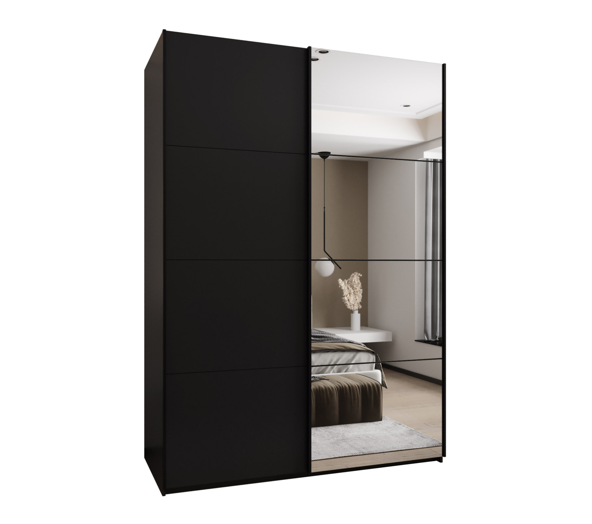 Szafa przesuwna wysoka Lux 3 170 x 64 x 245,5 cm czarny + czarny + u. czarny - Abiks Meble