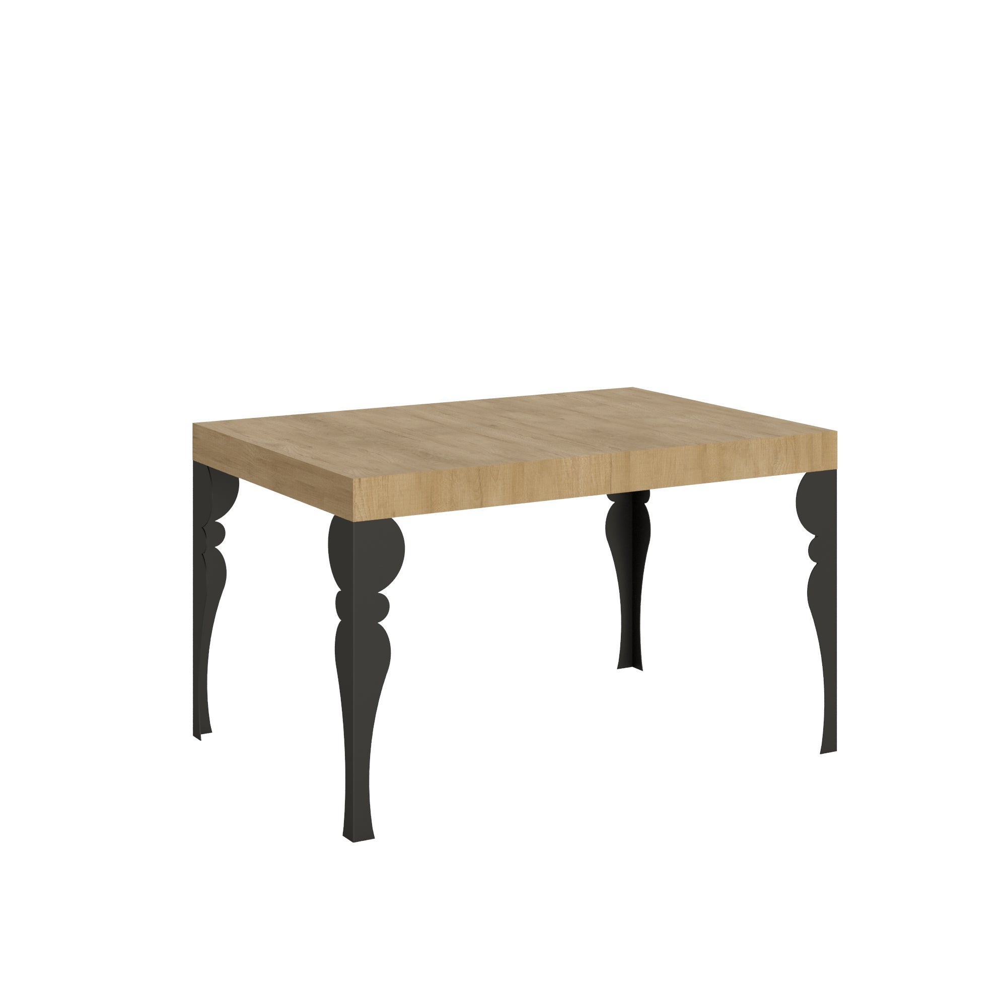 Mesa PAXON 90x140 abierta 244 cm, madera veteada de alta estabilidad, roble natural antracita.