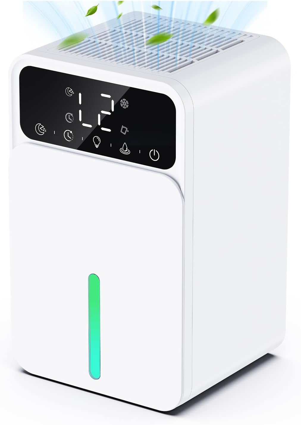 Osuszacz powietrza 1500 ml, elektryczny osuszacz powietrza z 12-godzinnym timerem, 7 kolorowymi światłami, automatyczne odszranianie, automatyczne wył