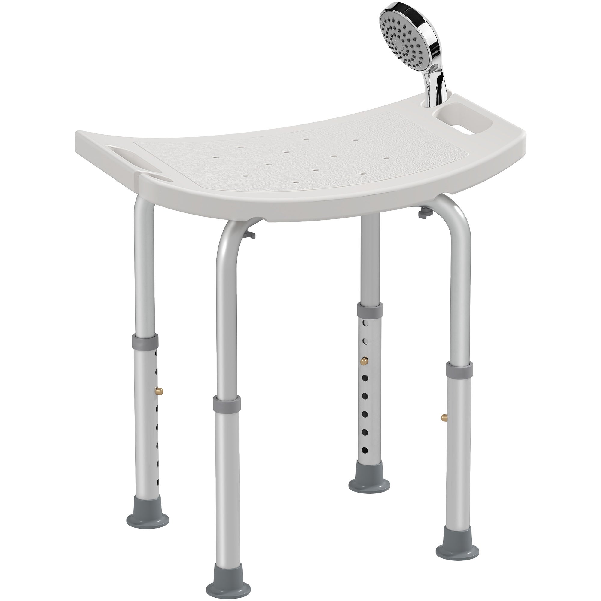 Regulowany stołek prysznicowy z antypoślizgowymi nóżkami, udźwig 136 kg, aluminium i HDPE