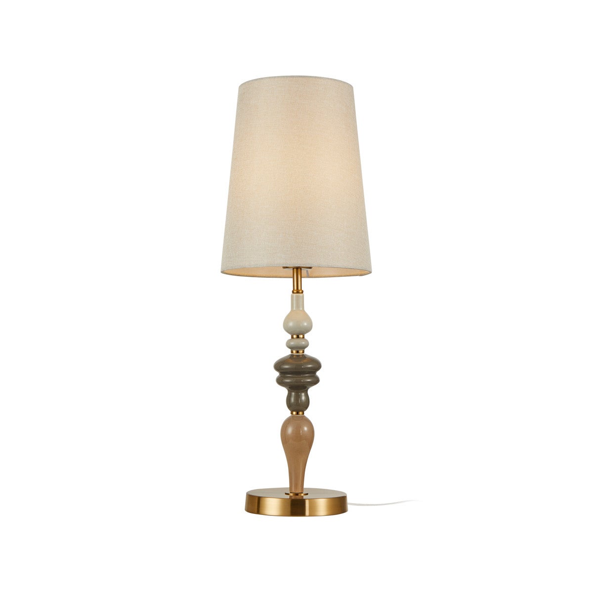 Lampa stołowa dekoracyjna brąz antyczny stożkowy morelowy abażur 1xE27 60W do salonu sypialni MOREN Italux