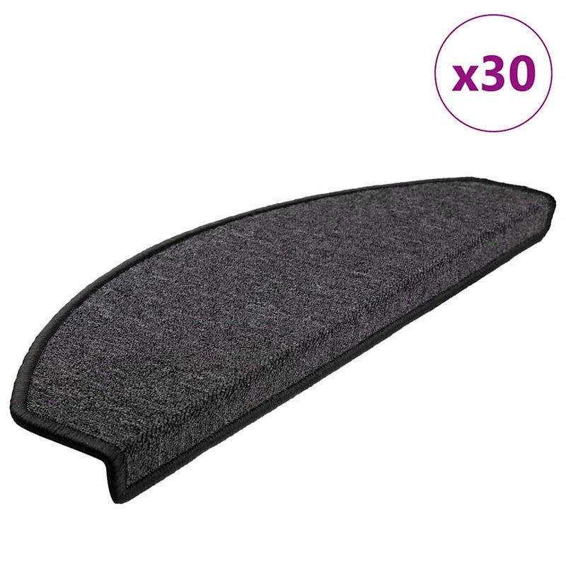 Maty na schody 30 szt. 65x24x4 cm Antracytowe półokrągłe duże vidaXL
