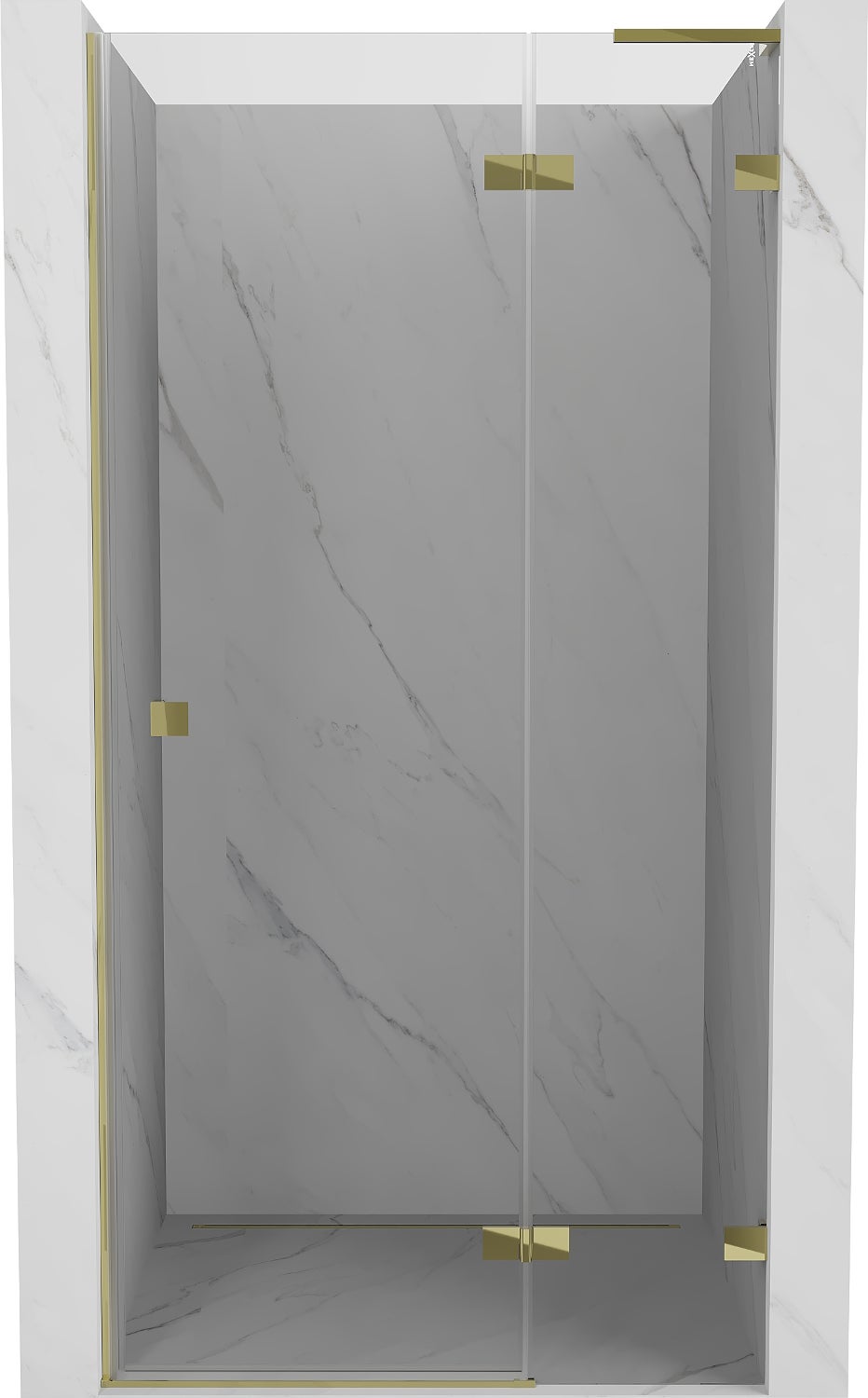 Mexen Lunar L drzwi prysznicowe uchylne prawe 105 cm, transparent, złote - 834L-105-000-50-00-P