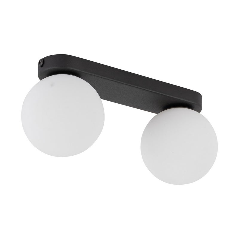TK Mini Podwójny reflektor sufitowy czarny, szkło opalowe 2xG9
