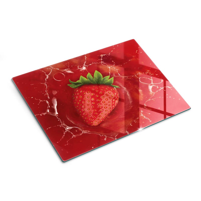 Elegancka deska kuchenna ze szkła z dekoracyjnym nadrukiem - Truskawka - 30x40 - Tulup