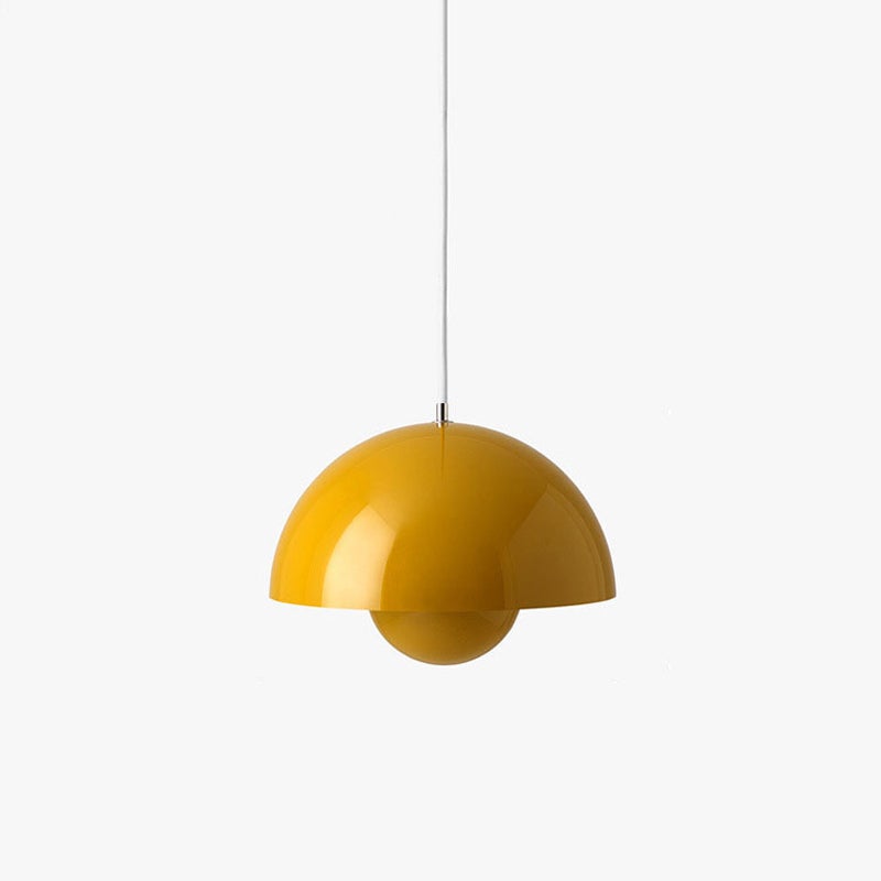 Bud Danish Design Żyrandol Wiszący Lampka Nocna do Sypialni z Żarówką, 23 cm, Ciepłe Światło, Żółty