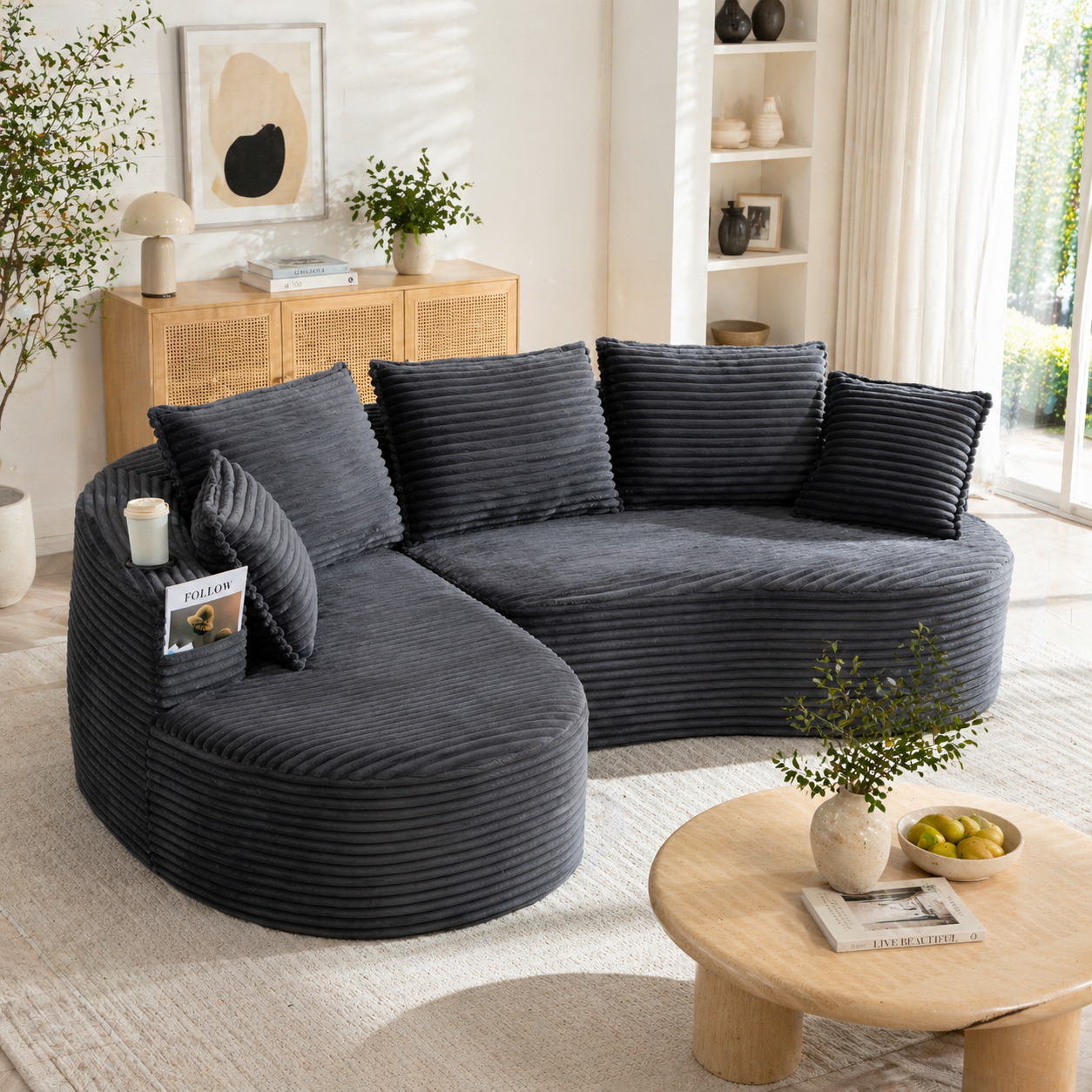 Sofa 250 x 152 x 82 cm, welur, do salonu, do codziennego użytkowania, funkcjonalny element wyposażenia