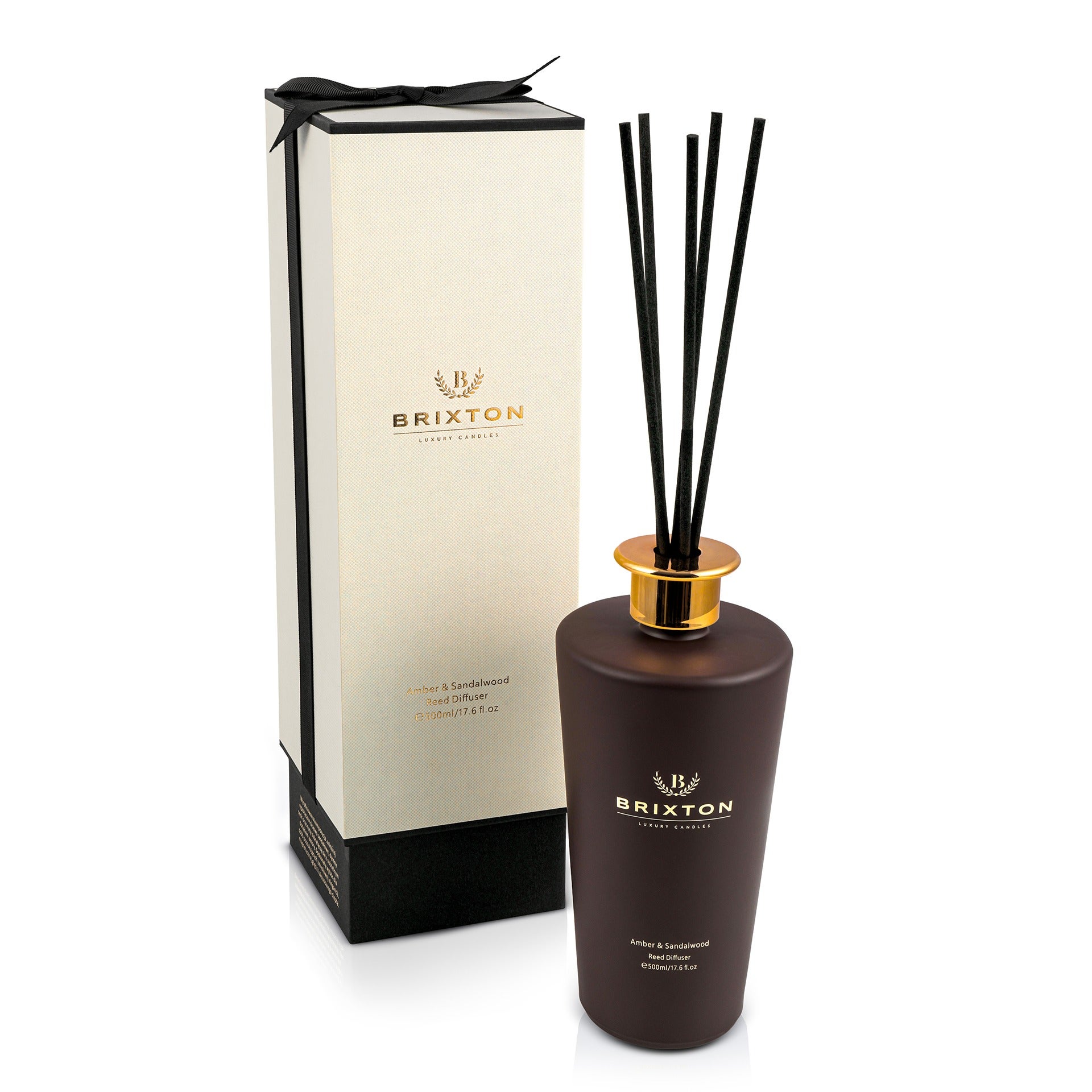 Dyfuzor zapachowy w szkle z patyczkami BRIXTON 500ml Amber & Sandalwood