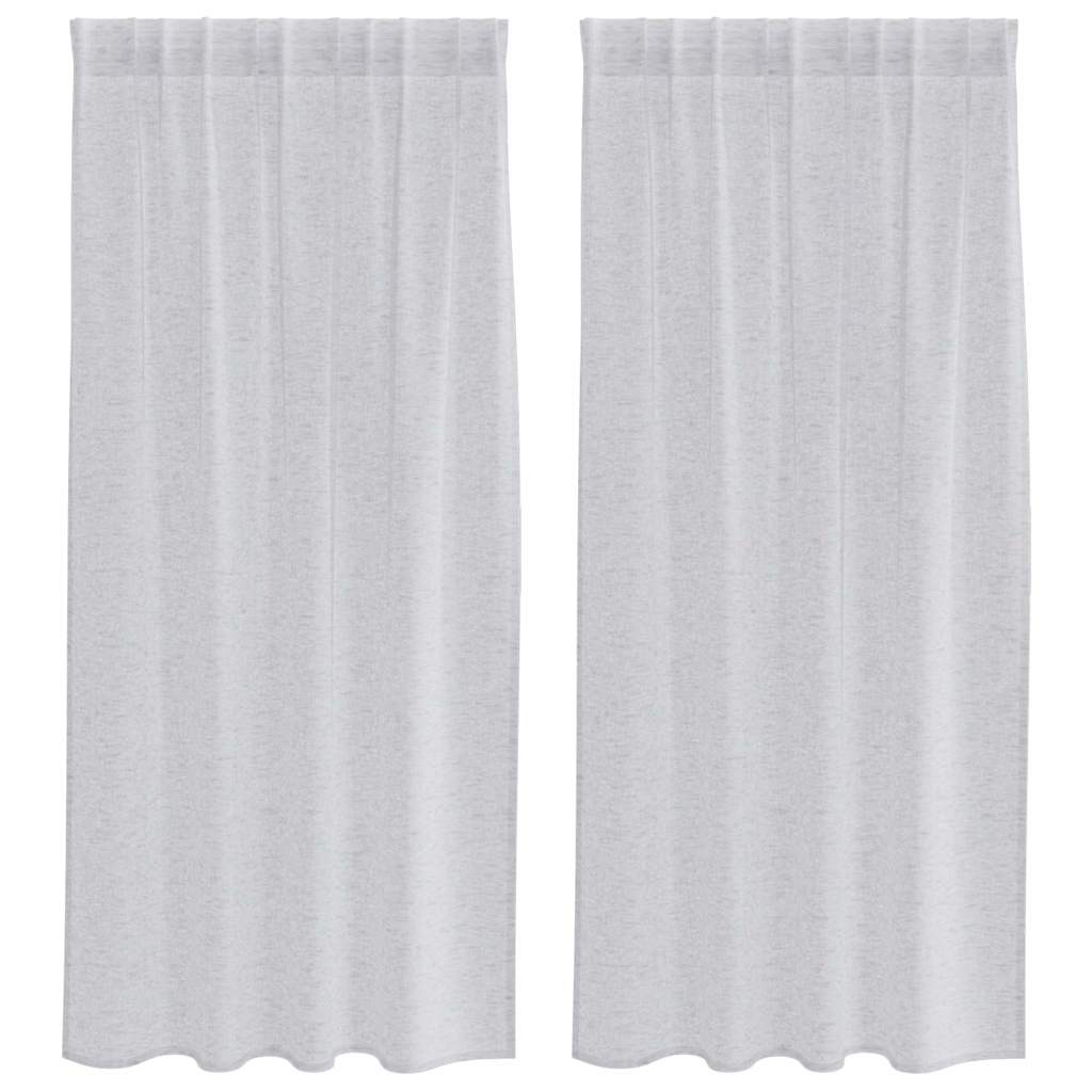 Firany Voile 2 pcs Jasnoszary 175 x 140 cm Poliester
