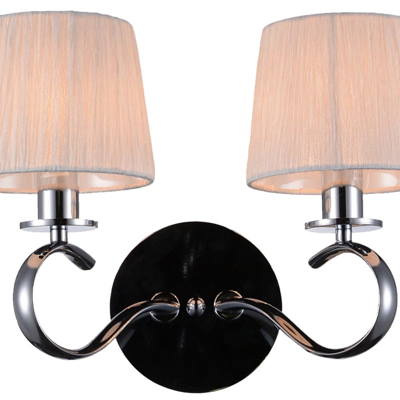 Kinkiet ścienny Clara chromowany biały 2xE14x40W wym: 27 x 37 x 20 cm tkanina IP20 Candellux
