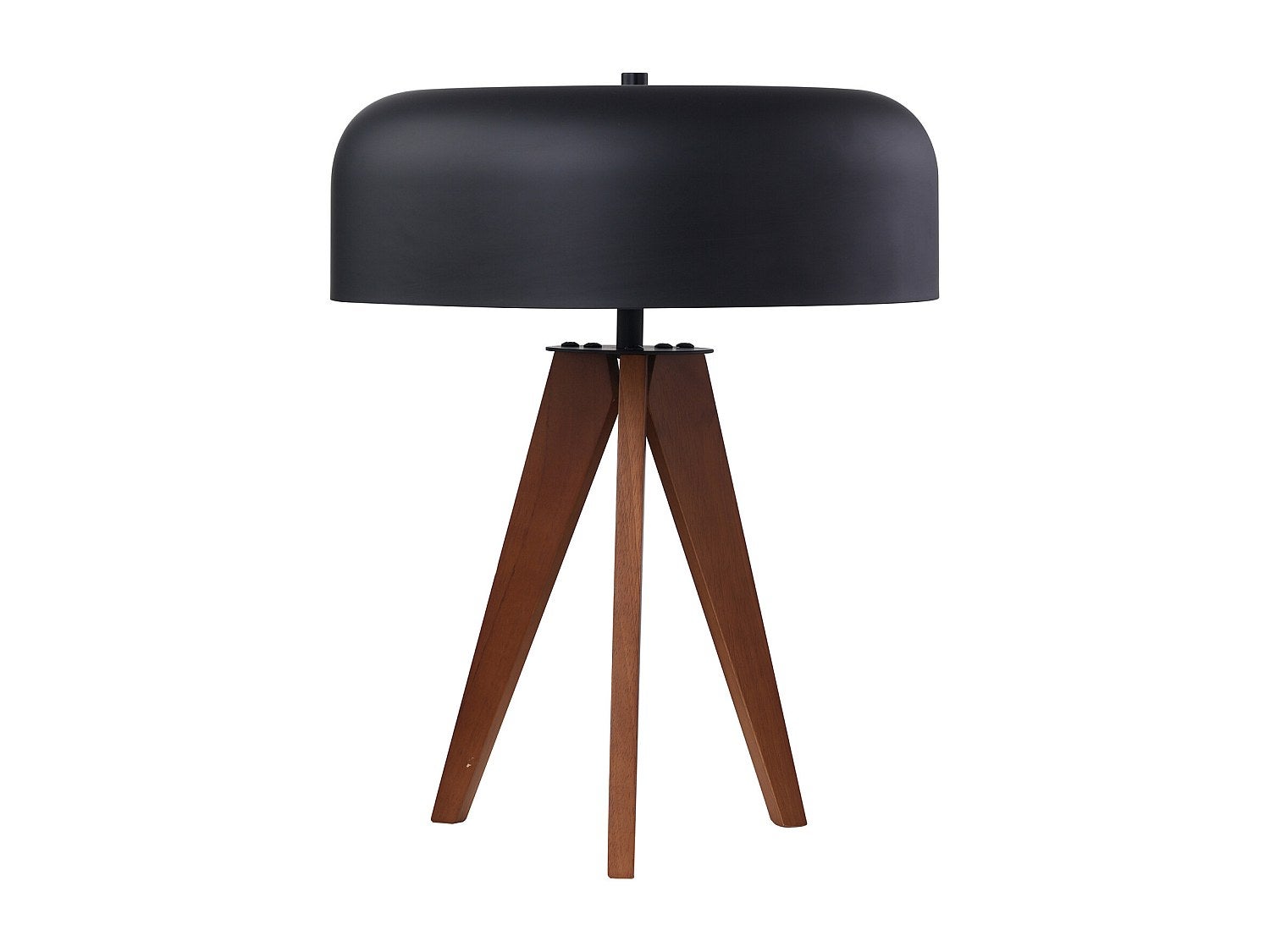 Lampa stołowa na drewnianym trójnogu z drzewa kauczukowego i metalu śr. 36 x wys. 45 cm - Czarna - PAVICO