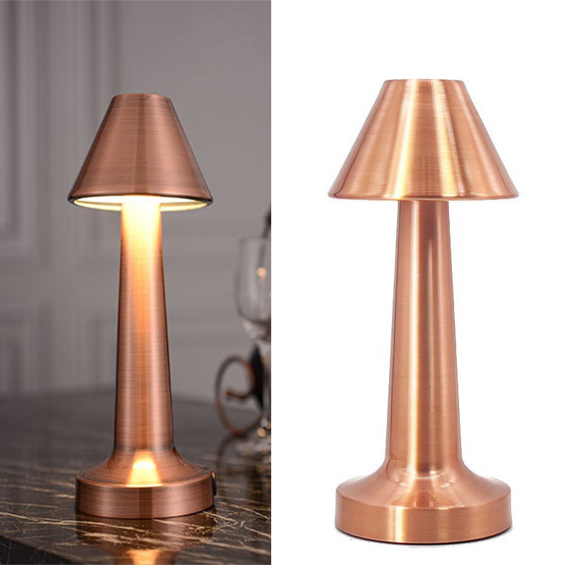 Akumulatorowa lampa stołowa LED, lampa stołowa do jadalni, lampka nocna z trójkolorowym oświetleniem, różowe złoto