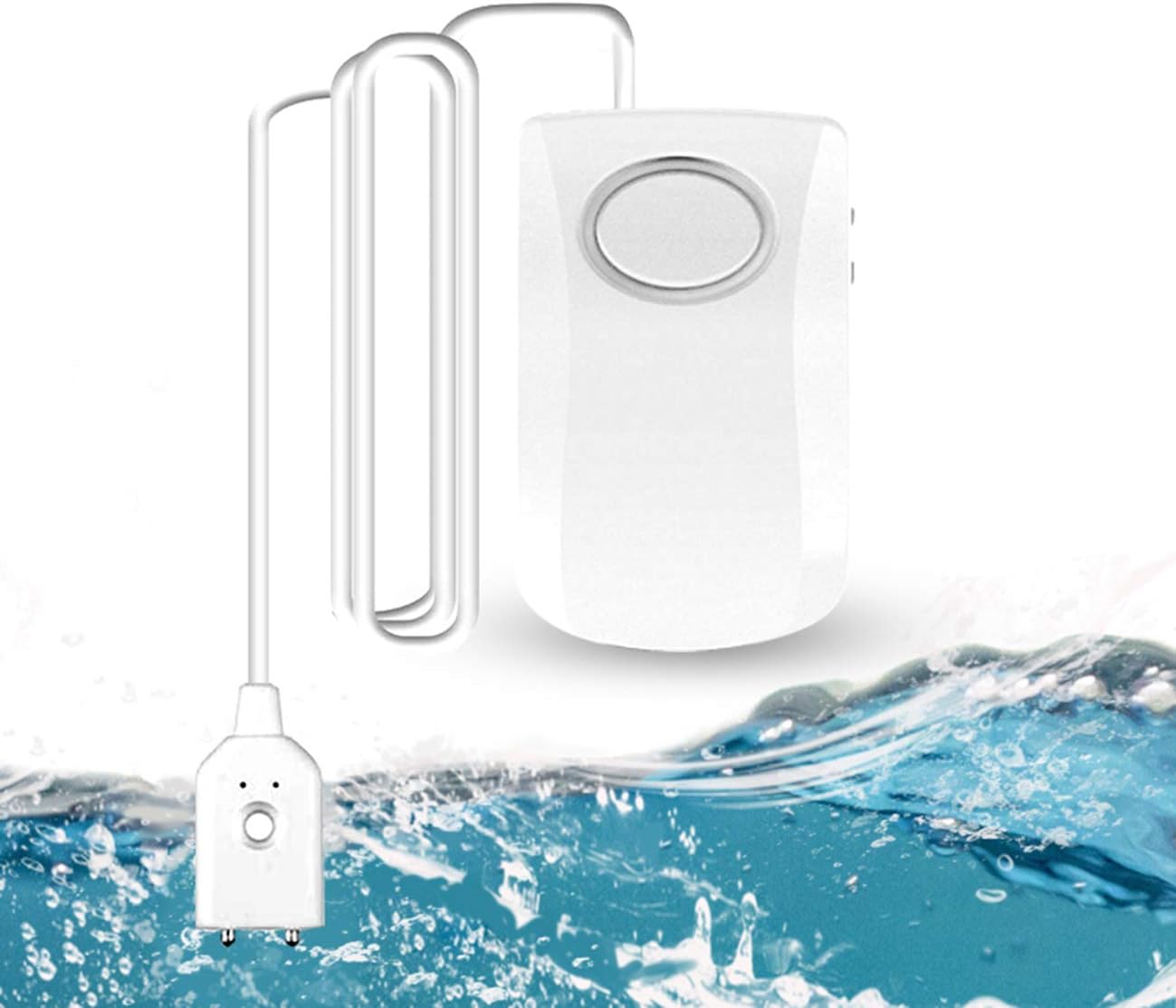 Alarm wycieku wody 130dB, długi kabel 100 cm z czujnikiem, alarm wycieku wody w domu, bateria w zestawie