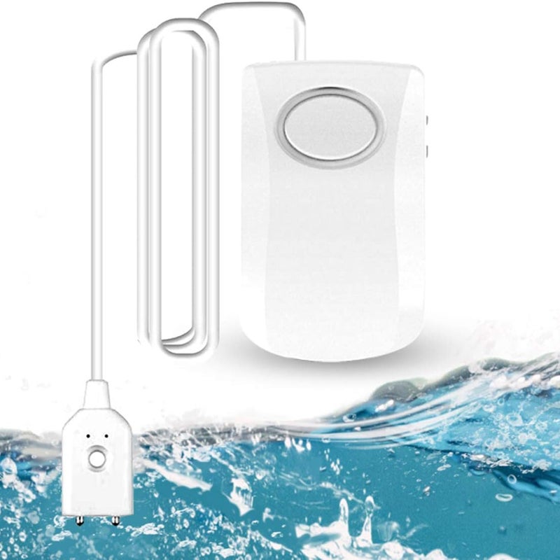 Alarm wycieku wody 130dB, długi kabel 100 cm z czujnikiem, alarm wycieku wody w domu, bateria w zestawie