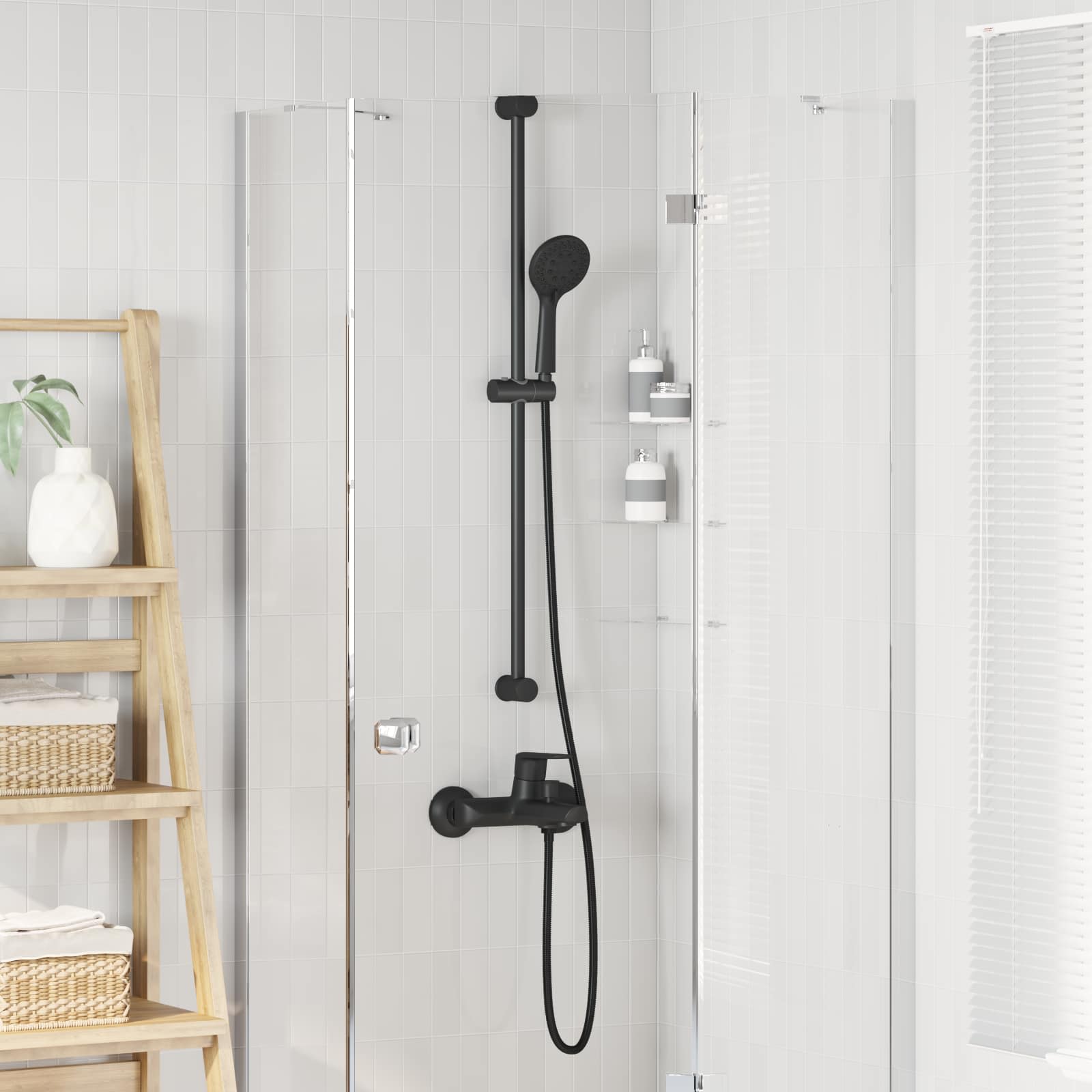 Zestaw systemu prysznicowego Czarny 100 cm Stal nierdzewna vidaXL