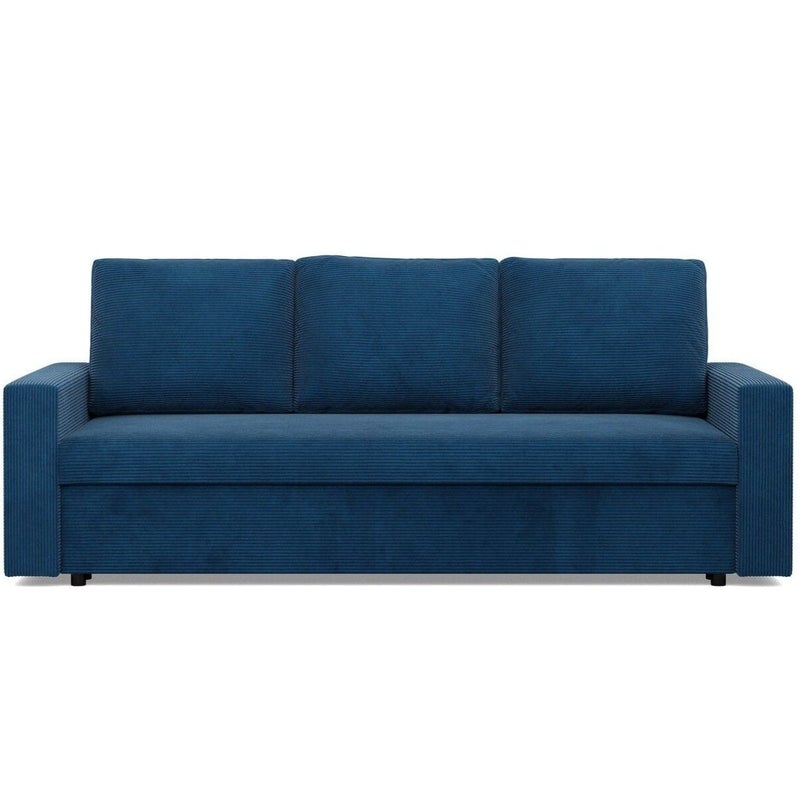 Kanapa 3 osobowa, BLOM, sztruks, 220x92x92 cm, granatowy - TYLETEGOTU