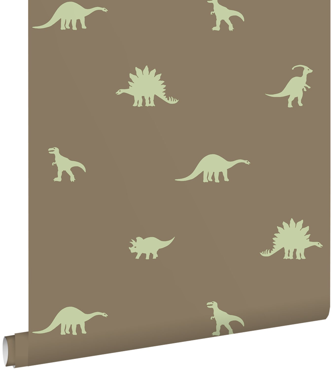 Tapeta dinozaury brązowy i zielony - 50 x 900 cm - ESTAHOME